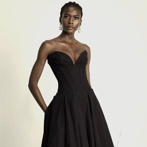 *BRAND NEW* Miss Rosier Katherine Off-shoulder Corset Midi Dress, Black, Size M